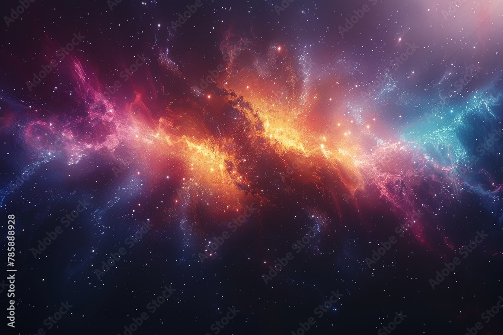 Naklejka premium Spectacular Nebula with Explosive Colors and Galactic Wonders in Space