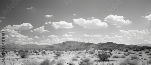 Black and white desert scene