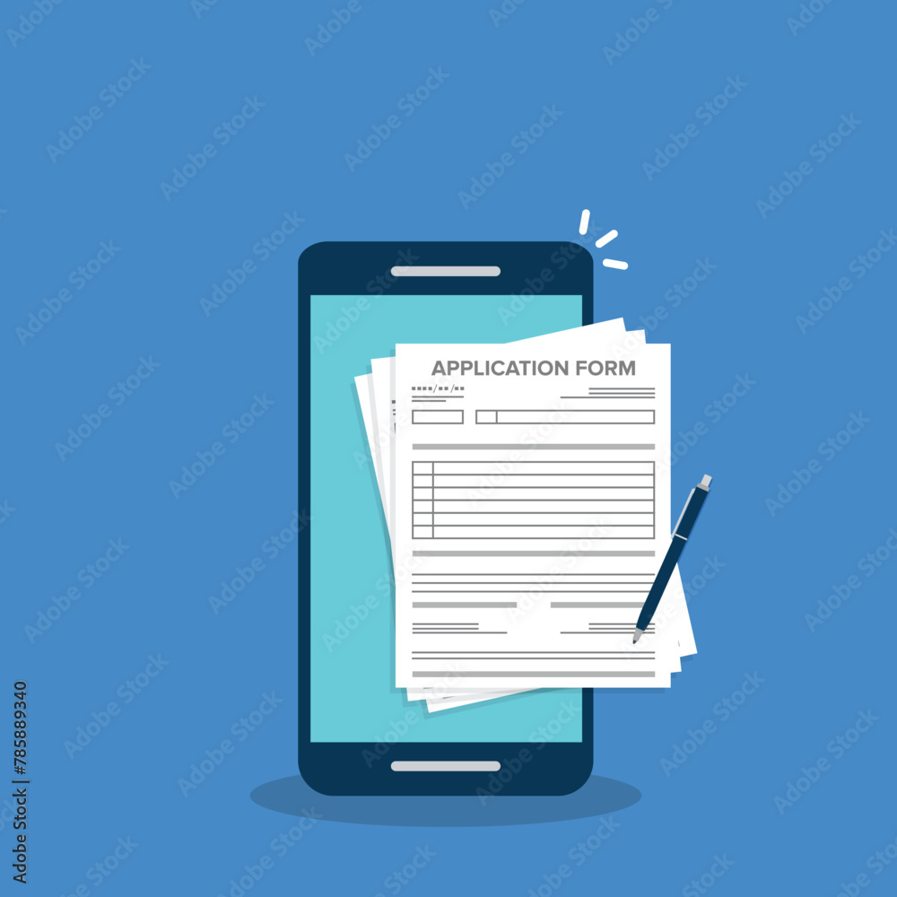 Online application form. Claim form, paperwork concepts. Online application form. Claim form, paperwork concepts.
