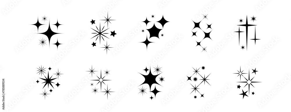 Stars and Sparkles icon set , Twinkle Shine Effect Sign vector illustration on white background Stars and Sparkles icon set , Twinkle Shine Effect Sign vector illustration on white background