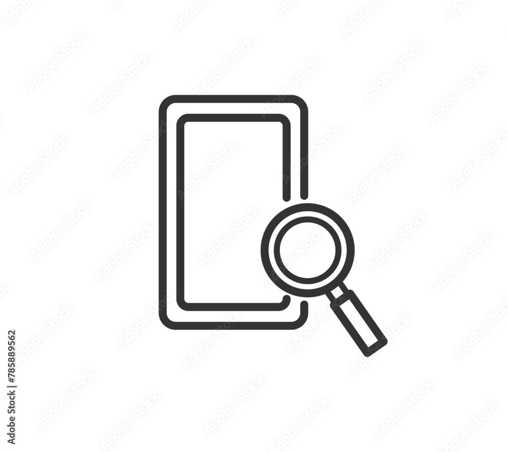 シンプルなスマートフォンと虫眼鏡のイラスト シンプルなスマートフォンと虫眼鏡のイラスト