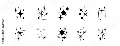 Stars and Sparkles icon set , Twinkle Shine Effect Sign vector illustration on white background