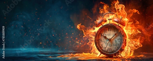 clock on the left that is burning