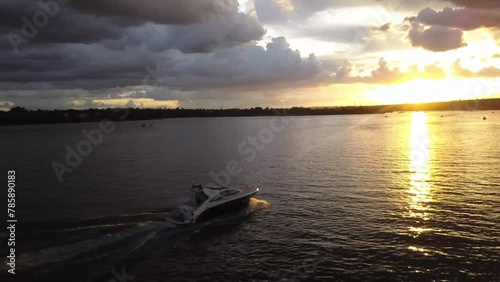 Sunset speedboat brasilia brazil - lake paranoa boat photo