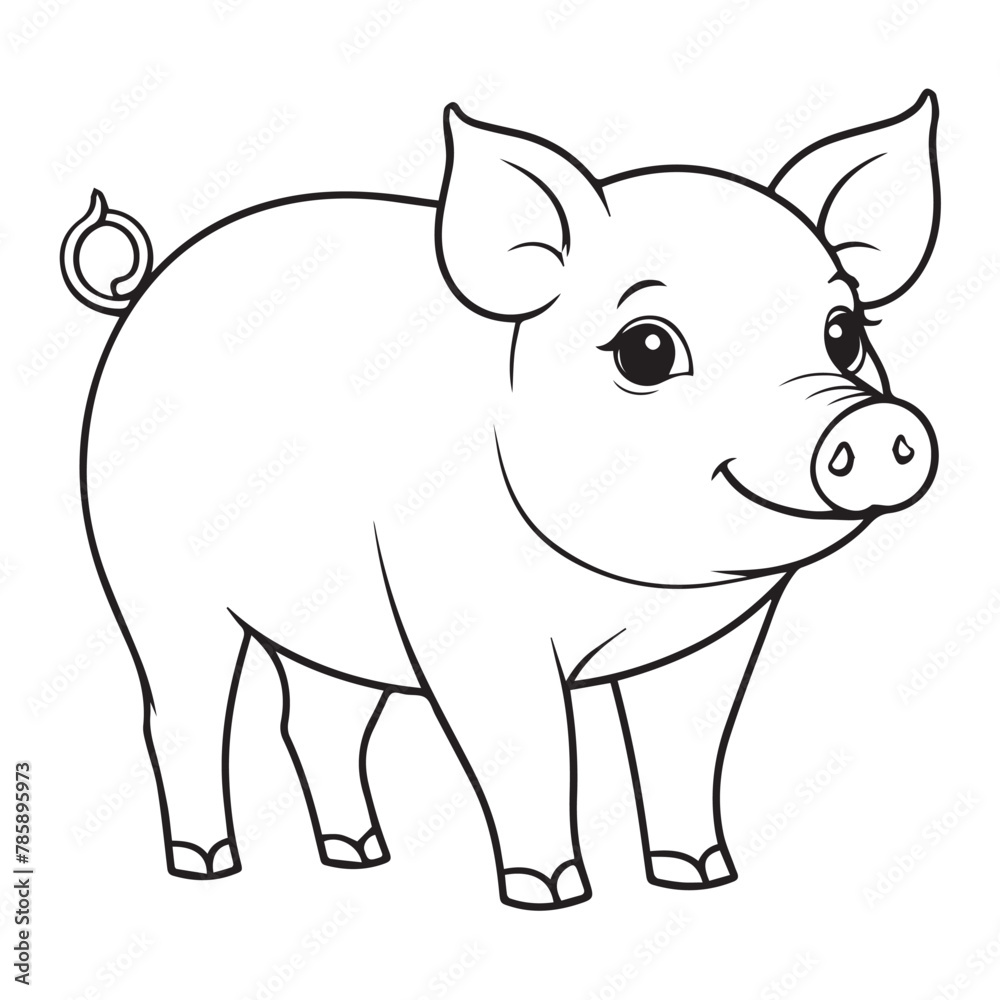 pig line illustration for download