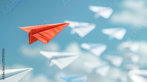 Origami Rockets Taking Off in a Stylized Paper Landscape