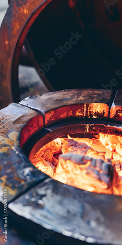 Metal Líquido Incandescente em um Forno Industrial photo