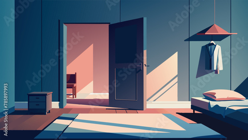 A bedroom with an unmade bed and an empty closet a visual representation of a childs departure and the void they leave behind.