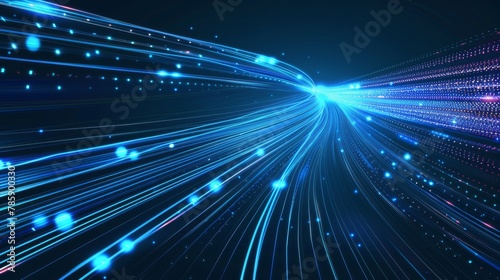 Blue light streak fiber optic speed line futuristic background © fledermausstudio