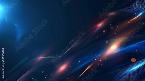 Blue technology background with motion neon light effect