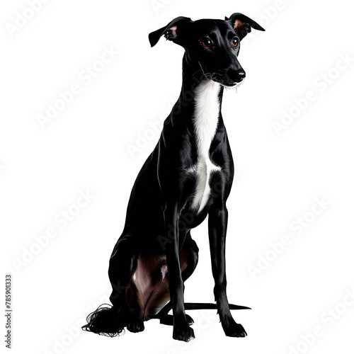 Silhouette of Longhaired Whippet Dog isolated on transparent background