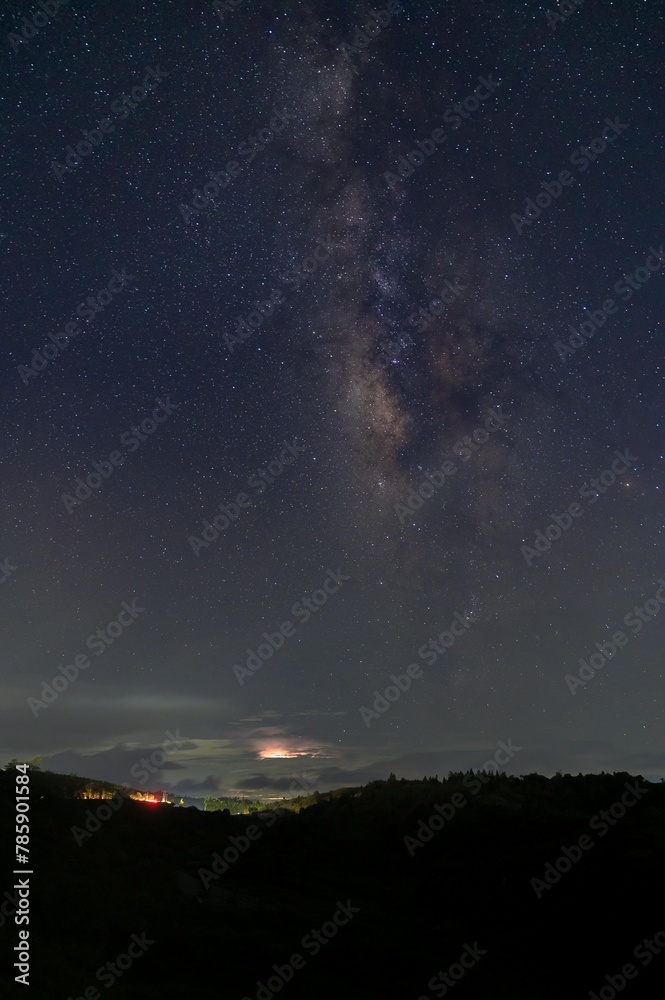 Milky way over hill in Meghalya, India