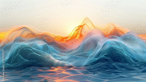 Abstract Ocean Waves at Sunset #785901507