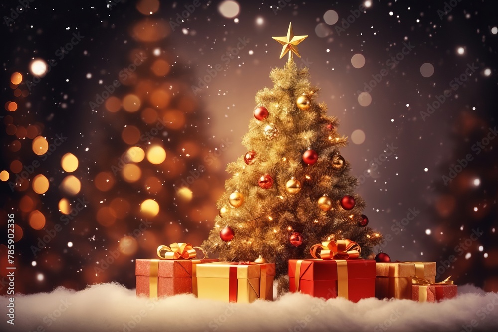 Obraz premium クリスマスツリーとプレゼント