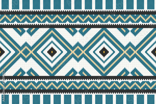 Ikat ethnic seamless pattern design. Aztec fabric carpet mandala ornaments textile decorations wallpaper. Tribal boho native ethnic turkey traditional embroidery vector background