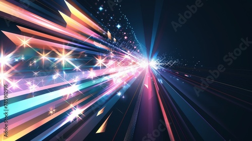 Dynamic motion light and fast arrows moving on dark background