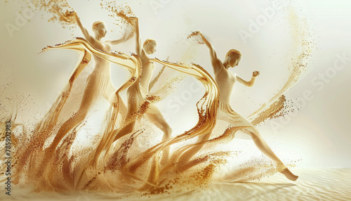 Poster design abstract group of dancers composed of gol