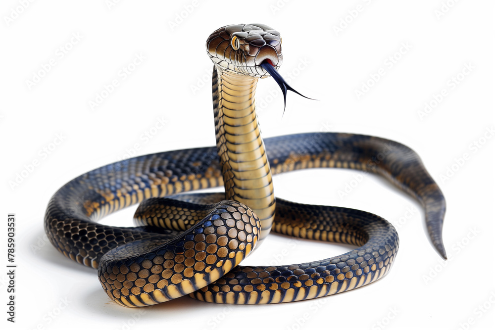 King cobra, Ophiophagus hannah, venomous snake against white background King cobra, Ophiophagus hannah, venomous snake against white background