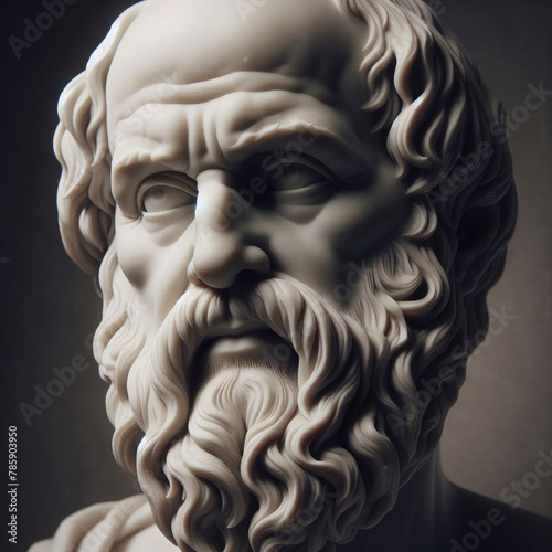 3D rendered illustration of the sculpture of Aristotle. The Greek philosopher. Aristotle is a central figure in the history of Ancient Greek philosophy. 