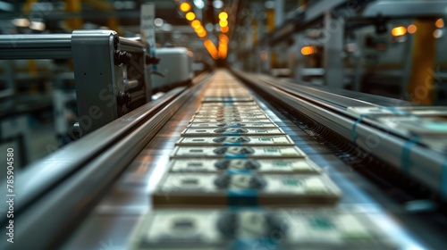Wallpaper Mural Money printing machine in the factory. Generative AI. Torontodigital.ca