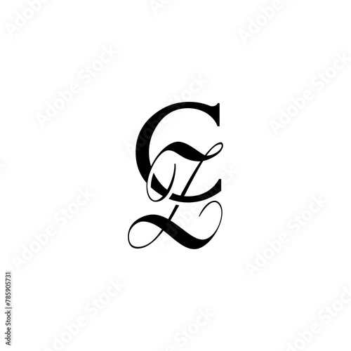 Initial Mixed Letter Logo. Logotype design. Simple Luxury Black Flat Vector CZ