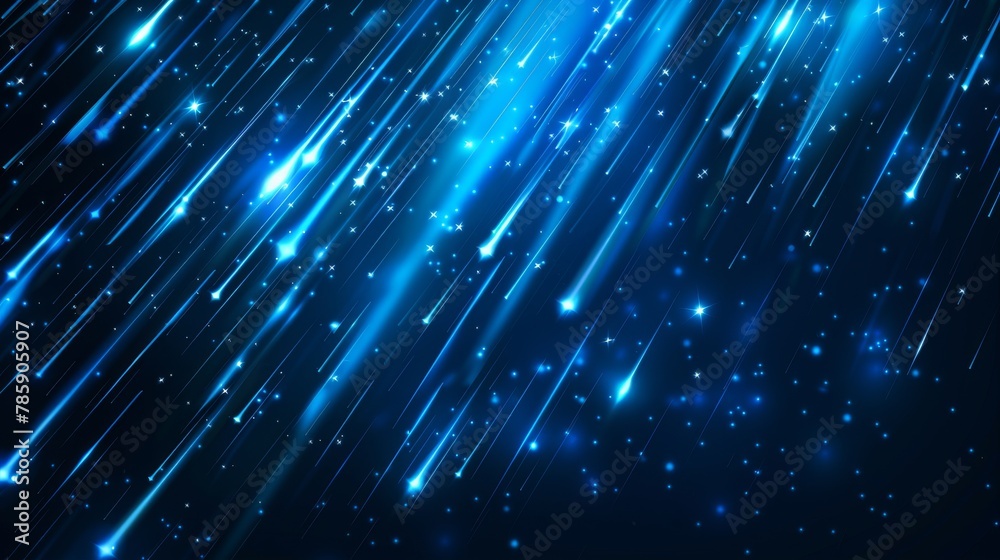 Fototapeta premium Meteor rain with falling glowing comets background