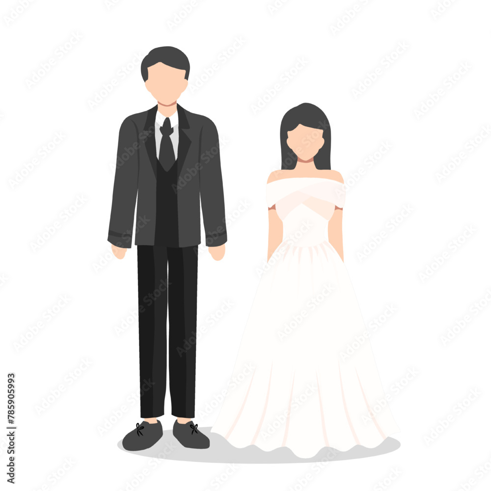 bride and groom illustration flat style vector isolated on white and transparent background. wedding, married bride and groom illustration flat style vector isolated on white and transparent background. wedding, married