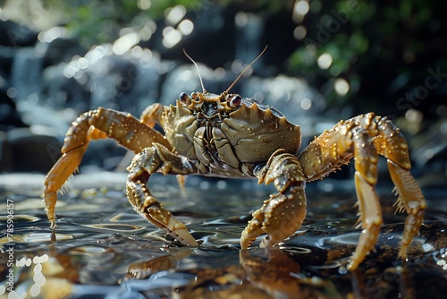 Crab in the water,  Selective focus,  Shallow depth of field