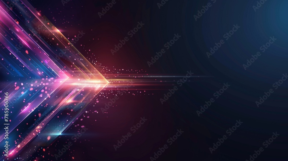 Naklejka premium Modern shape arrows moving at high speed on dark background