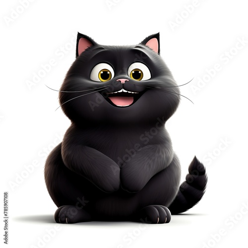 Cheerful black cat. Clipart is a great choice for creating a variety of projects. AI generated. (ID: 785907108)