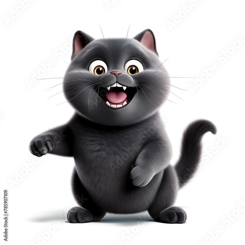 Cheerful black cat. Clipart is a great choice for creating a variety of projects. AI generated. (ID: 785907109)