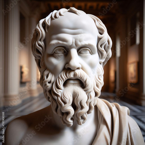 Socrates, Greek philosopher from Athens, founder of Western philosophy. Socrates bust sculpture, ancient Greek philosopher from Athens. ancient Greek philosopher. 