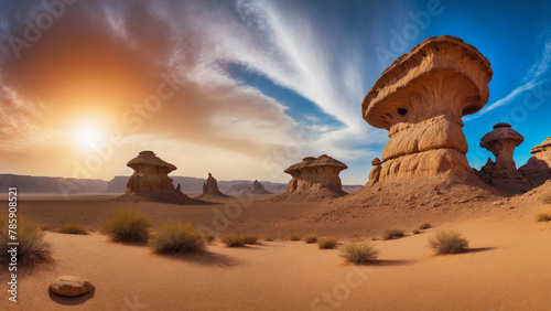 Breathtaking landscape with strange rock formations in the desert