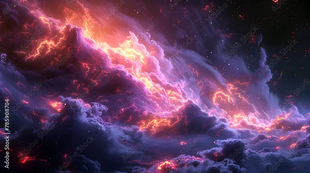 Celestial Temptation:A Dramatic Storm of Cosmic Energy and Allure in 3D Rendering