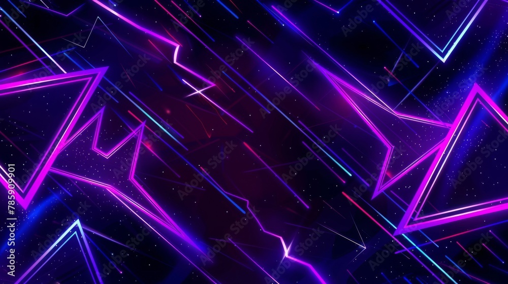 glowing neon triangles and lightning bolts on a dark background glowing neon triangles and lightning bolts on a dark background