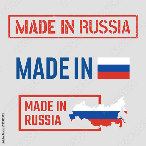 made in Russia labels set, Russian product icons