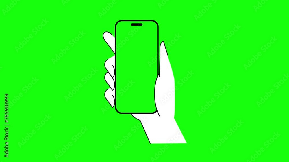 Hand scrolling animation on smartphone with green screen. Finger swiping up in green screen of the mobile. Animation mockup template of mobile scrolling.