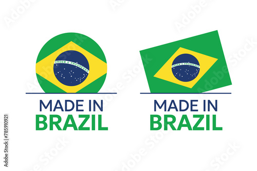 made in Brazil labels set, Federative Republic of Brazil product icons