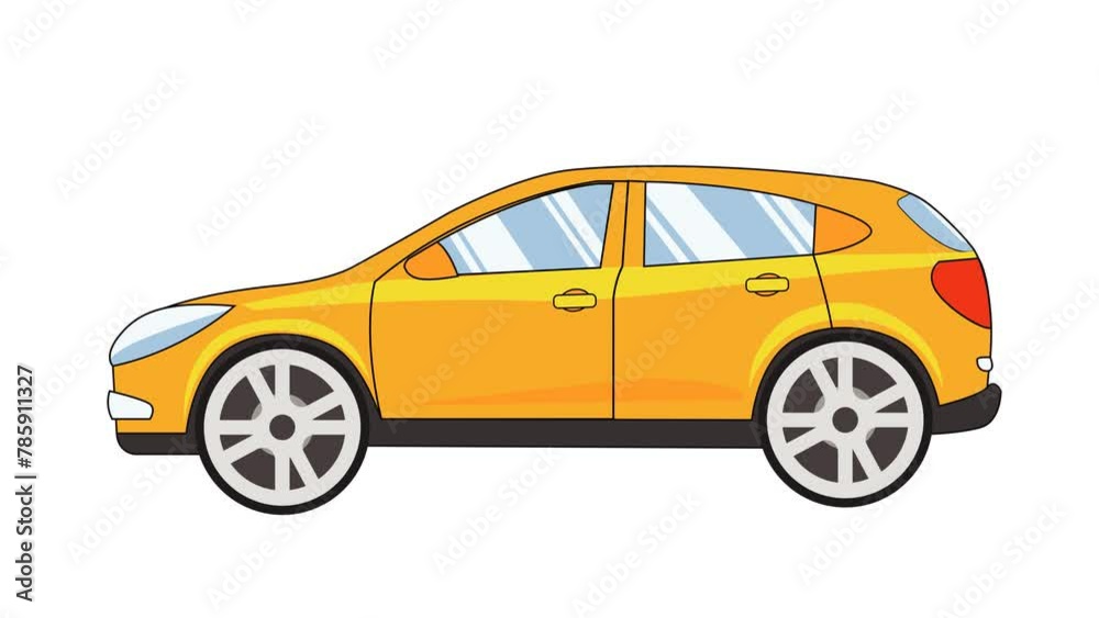 Animated running car isolated on a transparent screen. Flat design car animation in 4K resolution. Animated running car isolated on a transparent screen. Flat design car animation in 4K resolution.