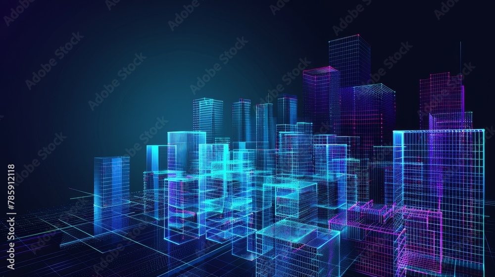 Virtual Reality Abstract Digital Buildings Virtual Reality Abstract Digital Buildings
