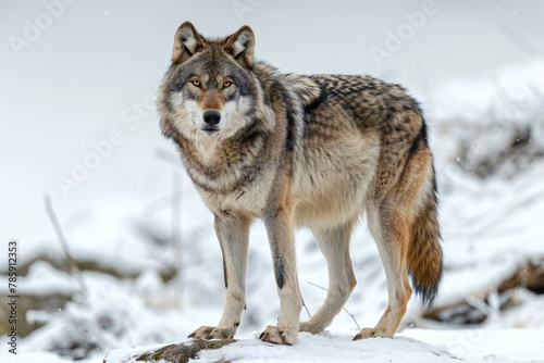 Grey wolf (Canis lupus) in winter forest © Nguyen