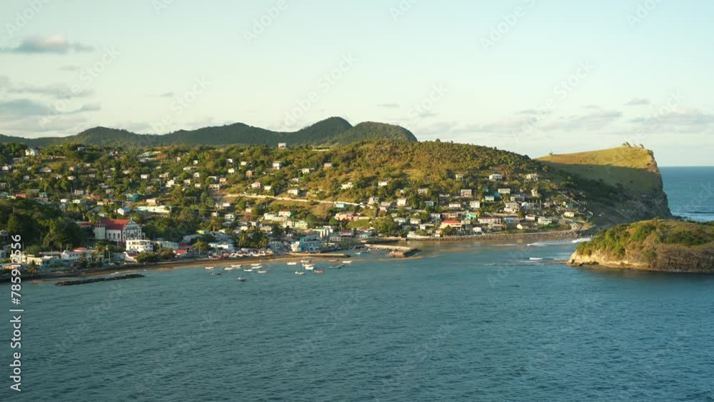 Authentic fishing village Dennery in Saint Lucia. Lush Caribbean landscape in 4K Authentic fishing village Dennery in Saint Lucia. Lush Caribbean landscape in 4K