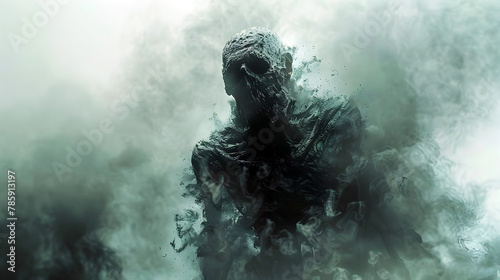 Ghoul Emerging From the Fog - A Chilling Supernatural Encounter in Cinematic 3D Render