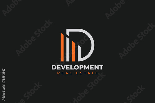 D latter real estate logo and vector