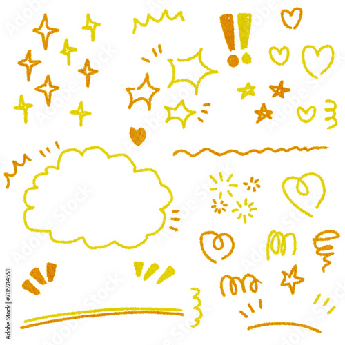 Handwritten pen line decoration yellow orange