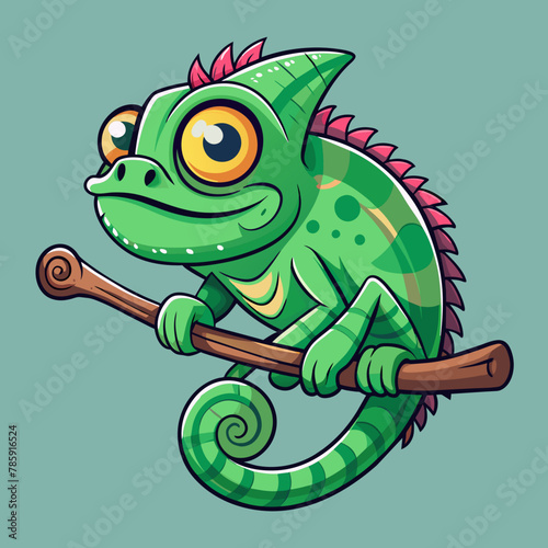 a-green-chameleon-is-shown-in-the-picture--the-cha
