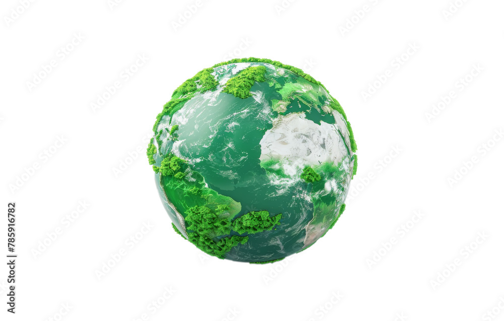 A 3D globe with green floral textures representing eco-friendly concepts, ai generated