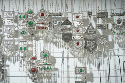 Various ornaments in the Kazakh national style with ornaments.