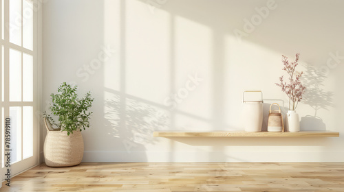 Minimalist serene interiors in earthy tones. Interior decor composition.