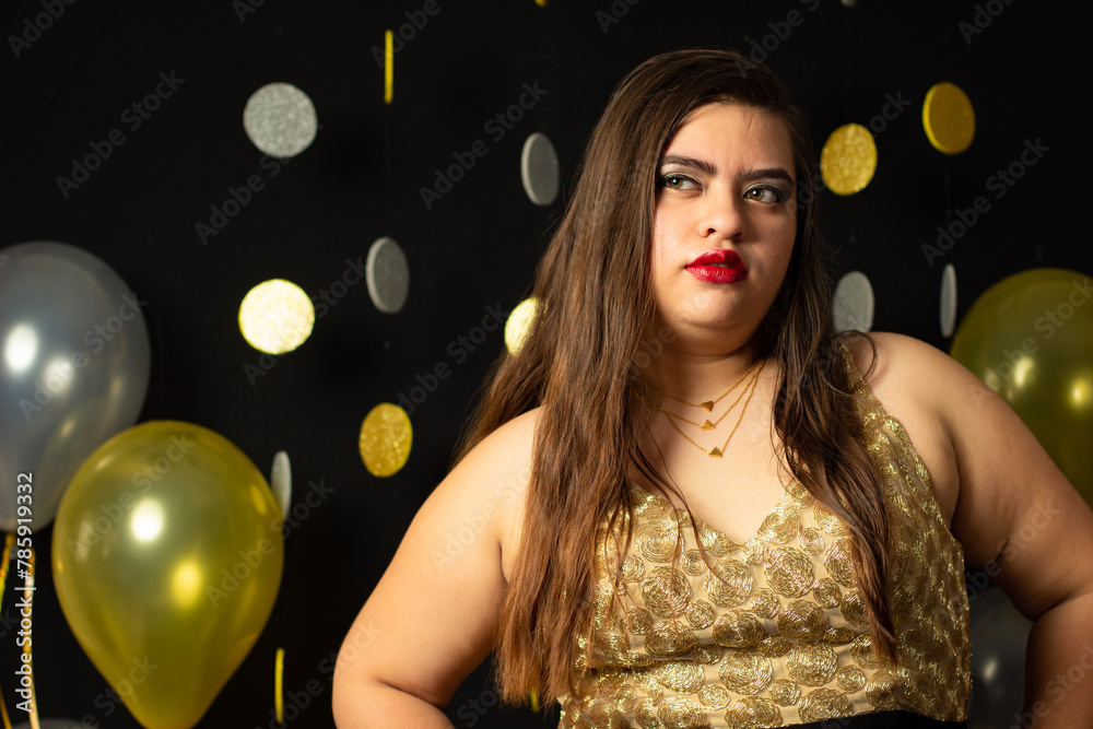 Graduation girl with golden balloons Graduation girl with golden balloons